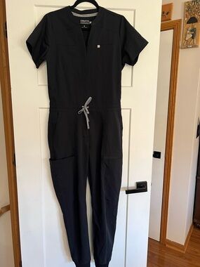 Fabletics Black Short-Sleeve Utility Jumpsuit